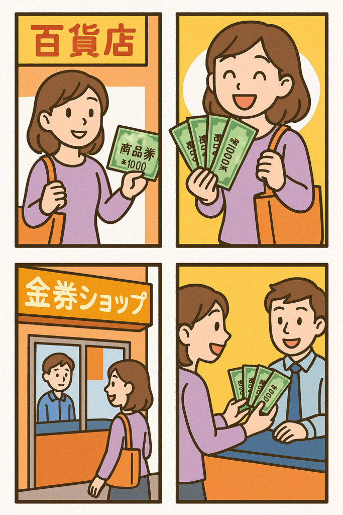 百貨店の商品券を買って、金券ショップで売る