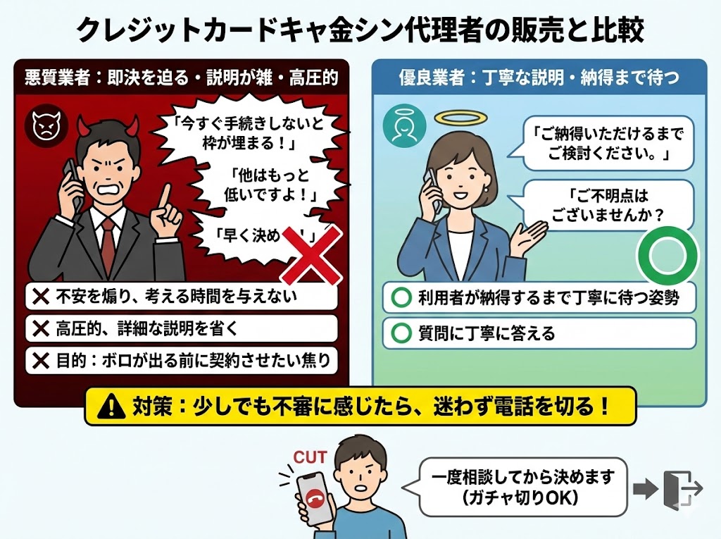 即決を迫る・説明が雑の図解