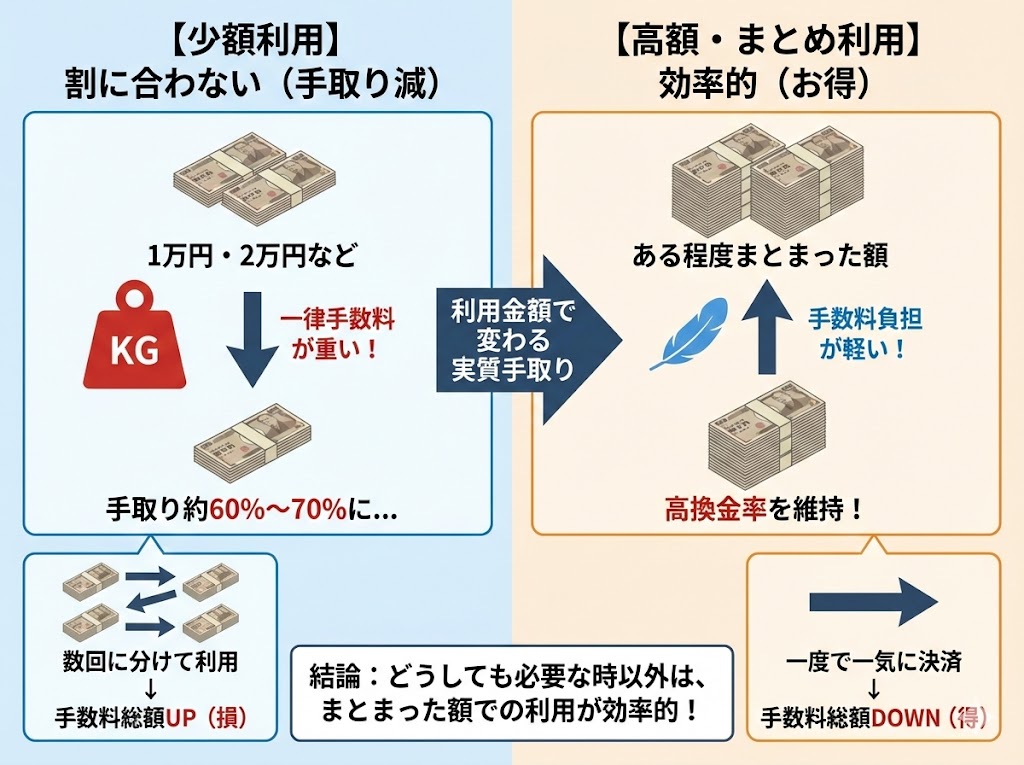 少額利用ほど割に合わない理由の図解