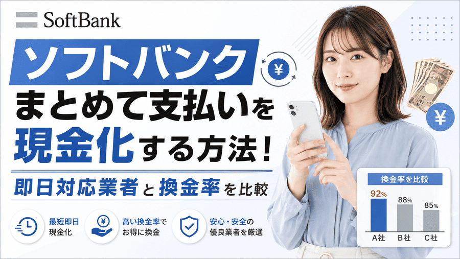 ソフトバンクまとめて支払いを現金化する方法！即日対応業者と換金率を比較